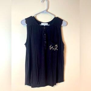 Daydreamer LA Black Scoop Neck Pocket Tank Top